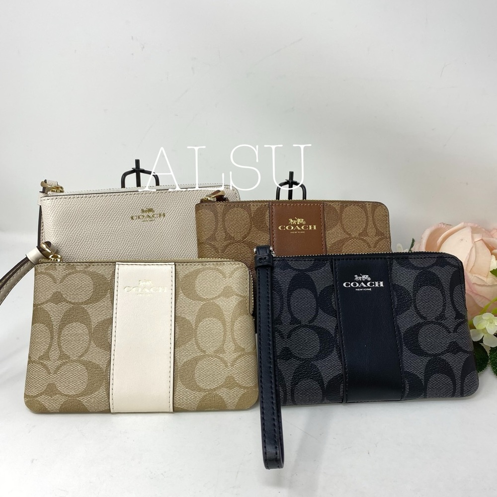 Coach Corner Zip Wristlet Wallet Le Light Khaki - Picture 6 of 7